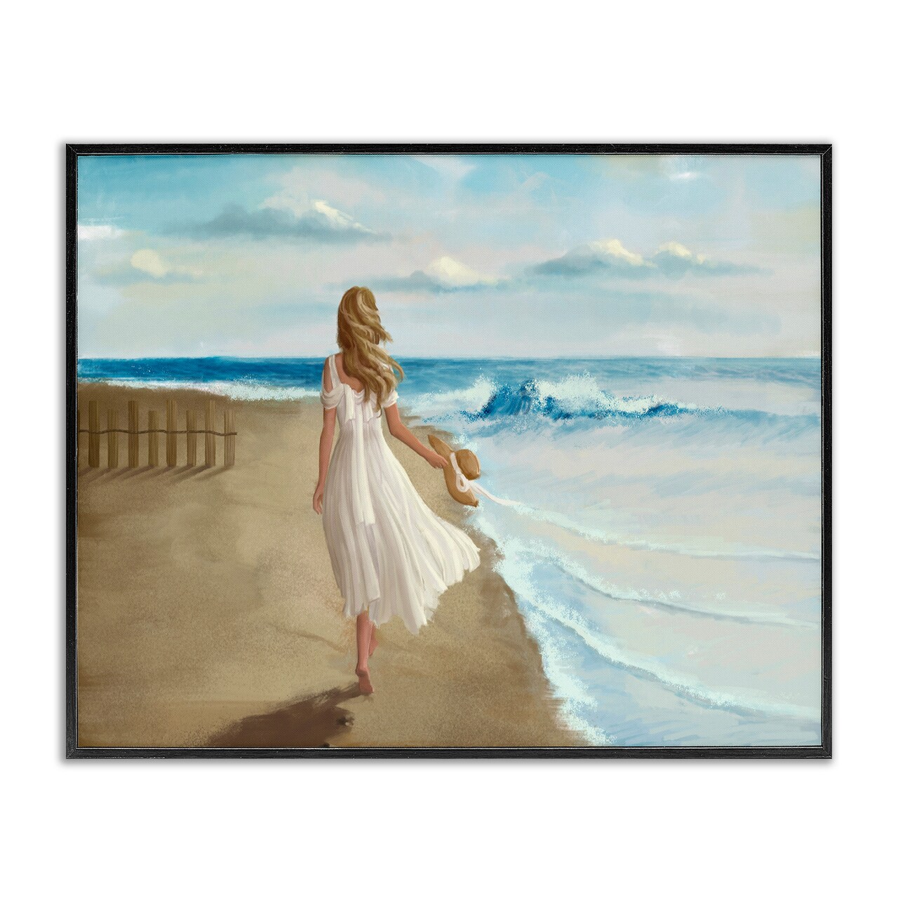 Stupell Industries Walk On The Beach Painting Framed Giclee Art